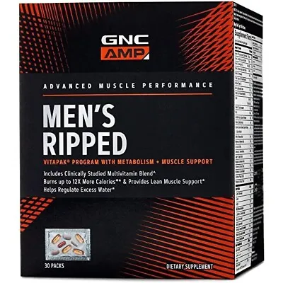 GNC AMP Men's Ripped Vitapak Program Advanced Muscle Performance Free Ship 02/25 • $49.89