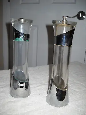 Vintage Olde Thompson Salt And Pepper Mill Lucite & Chrome 1970s See Photos • $12.30