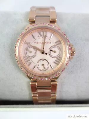 NEW Michael Kors Mini Camille Pink Pave Glitz Rose Gold Watch MK7273 NIB • $139.99