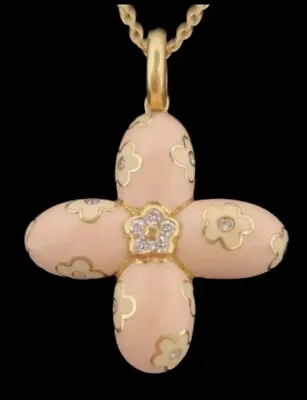 Aaron Basha 18k Gold Diamond Enamel Cross Pendant-14k Gold Pearl Necklace 20.6gm • $2599.99