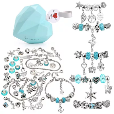 DIY Bracelet Making Kit Beads Jewellery Charms Pendant Set Craft Kids Gift • £11.39