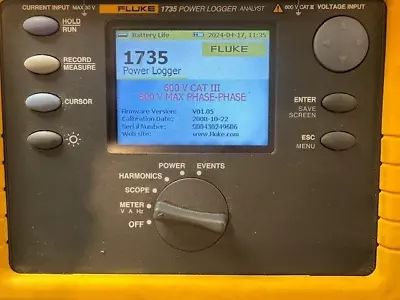 Fluke 1735 Power Logger Analyst 10.24 KHz W/ Case New Battery & Accessories • $2600