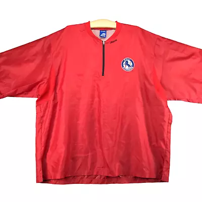 Mizuno Pony Express 1/4 Zip Windbreaker Baseball Jacket Mens XXL Red Vented • $22.80