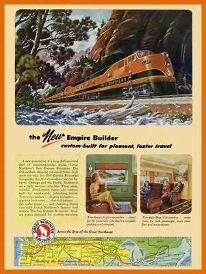 1946 Great Northern Railroad New Metal Sign: The EMPIRE BUILDER Train W/ Route • $19.88