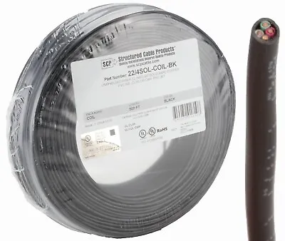 22/4 22 Gauge 4 Conductor Solid Copper Security Alarm Wire UL Listed 500FT BLACK • $62.95
