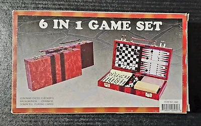 Game Set Dominoes Chess Checkers Cribbage Backgammon & Deck Cards FUN! 6-in-1 • $20