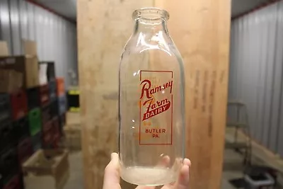 TSPQ Ramsey Farm Dairy Butler PA Quart Milk Bottle (L) • $9.99