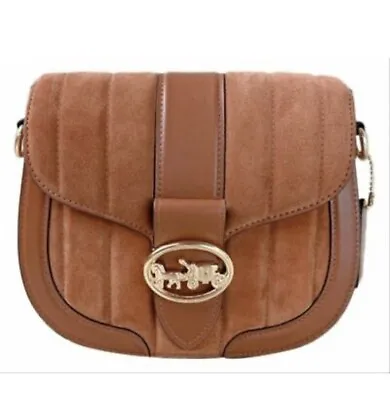 $250 • Buy Coach Georgie Saddle Bag With Linear Quilting-Gold/Redwood-NWT - Sold Out!