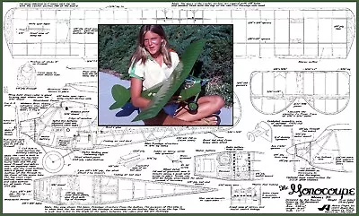 Model Airplane Plans (RC): Monocoupe Model 70 1/8 Scale 49  For Astro 05EP Or ½A • $16