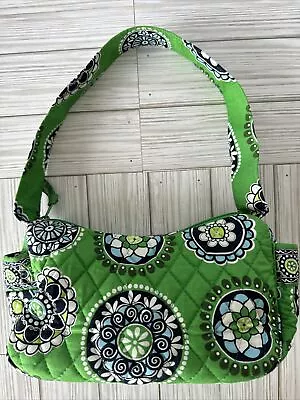 Vera Bradley CUPCAKE GREEN Flowers Small Shoulder Bag Handbag 10”x 5” Excellent • $14.99