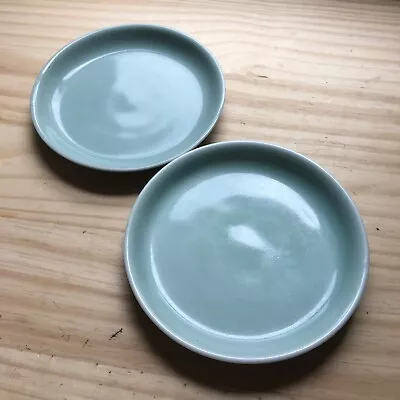 Pair Of Vintage Chinese Celadon Green Longquan Style Porcelain Dish Plates 6.5 D • $89.99