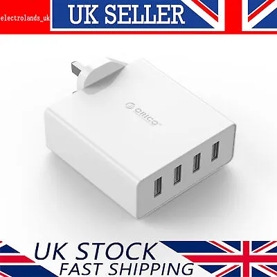 £9.97 • Buy ORICO 4 Port USB Wall Charger Plug UK Travel Adapter For IPhone IPad Android