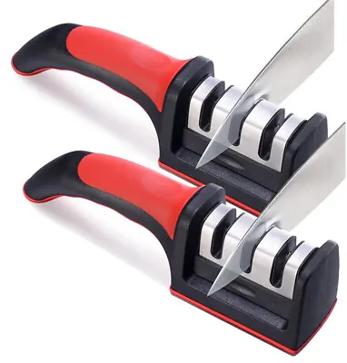 Pair Of Knife Sharpener Professional Ceramic Tungsten Kitchen Sharpening 3 Stage • $15.99