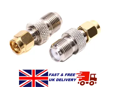 £4.99 • Buy 2pcs SMA Male To F Type Jack Female Straight RF Coaxial Connector Adapter UK