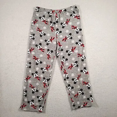 Disney Pajama Pants Mens XL Gray Mickey Mouse Fleece Winter Cozy Lounge • $16.97