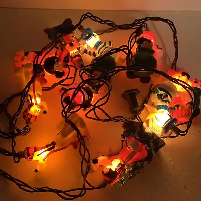 Vtg Disney Christmas PVC Mickey Minnie Donald Goofy Pluto Vinyl String Lights • $34.99