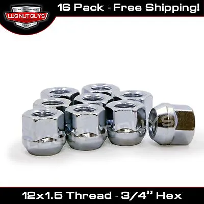 16 LUG NUTS OPEN END BULGE ACORN 12x1.5 CHROME 3/4  HEX • $14.99