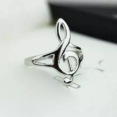 Fashion Silver Color Musical Music Note Ring Treble Clef Ring Jewelry Gift! BM • £2.88