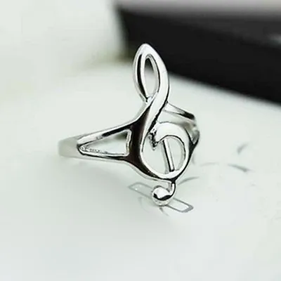 Stylish Silver Color Musical Music Note Ring Treble Clef Ring Jewelry Gift B_io • £2.91
