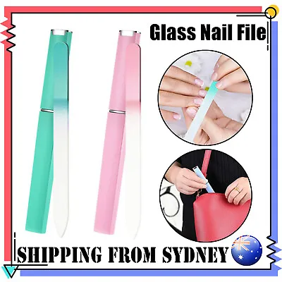 Professional Glass Nail File With Case Crystal Nail File Women Girls Manicure AU • $3.96