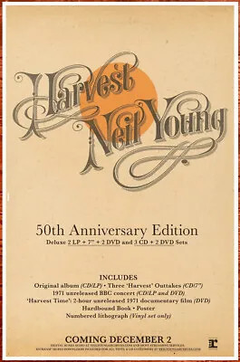 $39.99 • Buy NEIL YOUNG Harvest: 50th Anniversary 2022 Ltd Ed RARE Poster Display! Toast Barn