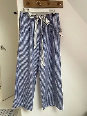 BNWT J.W. Anderson X Uniqlo 3/4 Length Trousers Size Medium M Blue White Stripe • £37.50