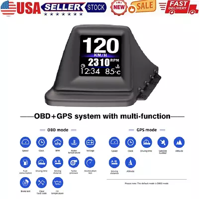 2 In 1 OBD HUD GPS Head Up Display Car Speedometer Odometer Overspeed Alarm LCD • $23.74