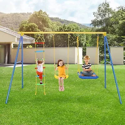 Metal Playground Swing Set 4in 1 Outdoor Slide For Kids Children Gift Backyard • $159.99