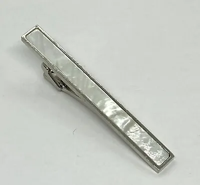 Vintage Burberry Silver Mother Of Pearls Tie Clip 2.5/8 X 0.1/4” • $135