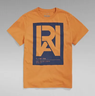 G-Star RAW Men's Amber Orange Graphic Raw Short Sleeve T-Shirt • $12.60
