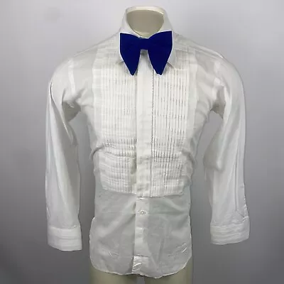 Vintage 50s 60s Tuxedo Dress Shirt After Six White Ruffles Prom Vtg Mens 15.5 33 • $44.99