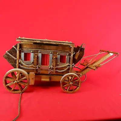 $94.99 • Buy Vtg Large Wooden Western Covered Wagon Stagecoach Night Light Lamp CIRCLE H MFG