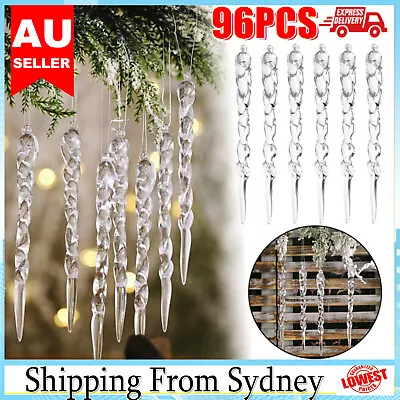 96PCS Christmas Droplet Icicle Ornaments DIY Hanging Xmas Tree Decor Party NewAU • $27.68