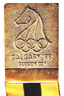 1988 IOOC CALGARY 93rd INTERNATIONAL OLYMPIC COMMITTEE SESSION BADGE • $229