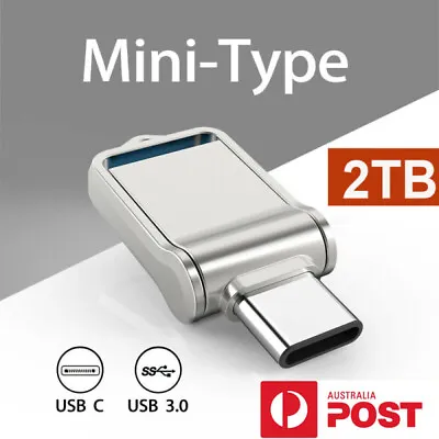 $17.99 • Buy 2 In 1 2TB USB 3.0 Type C OTG Flash Drive Metal Memory Stick Pen For PC Phone AU