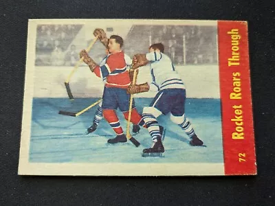 1955-56 Parkhurst Hockey Card # 72 Rocket Roars Through (VG/EX) • $49.95