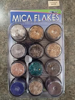 The 'Original' Mica Flakes ~ 12 Piece Collection In 1 Oz Jars NOS - USArtQuest • $49.99