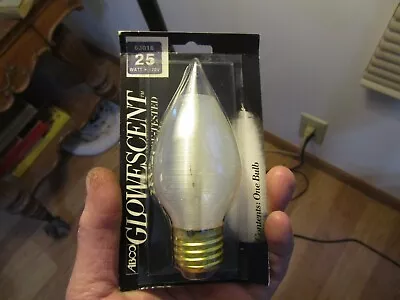 Vintage NOS Spun Satin Glass Clear Glowescent Flame 25 W Edison Base Light Bulb  • $10