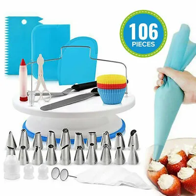 £12.98 • Buy 106pc Home Make Cake Decorating Suppliers Kit Baking Tools Turntable Nozzles Set