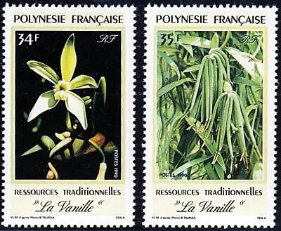$3.58 • Buy French Polynesia 1990 Orchids / Flowers Sc#530-31 Mnh Food