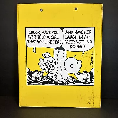 Peanuts Charlie Brown Peppermint Patty 3 Ring Binder Comic Snoopy Vtg Yellow • $25