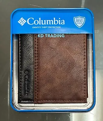 COLUMBIA 220011 Men Genuine Coated Leather BILLFOLD Wallet RFID Protection BROWN • $27.95