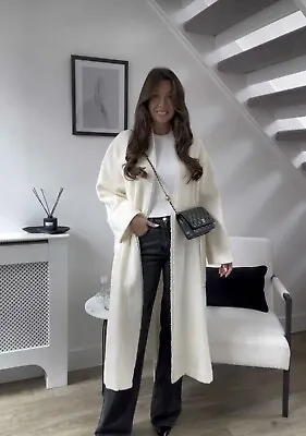 Zara New Woman Manteco Wool Coat Jacket White All Sizes Ref. 8288/448 • $75