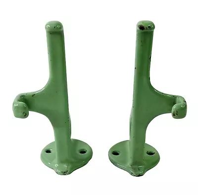 Vintage Shelf Brackets Jadeite Green Metal With Porcelain Ceramic Coating Old • $69.95