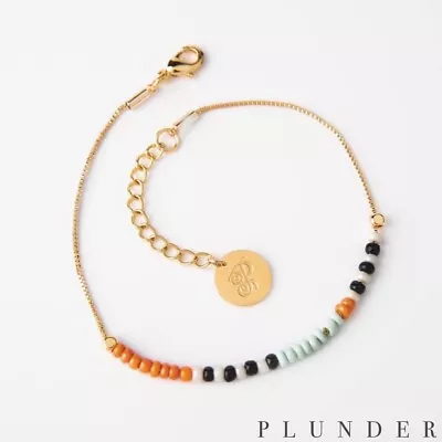Plunder Design Jewelry Gunner Gold Seed Bead Stainless Steel Adjustable Bracelet • $17.47