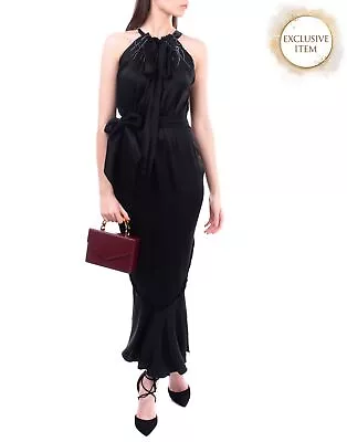 RRP €1750 MAISON MARGIELA Satin Maxi Dress IT40 US4 UK8 S Exposed Seams Black • £0.11