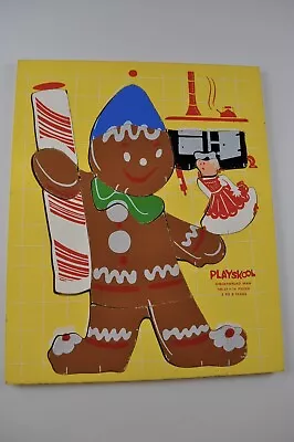 Vintage Playskool Puzzle Gingerbread Man 185-21 - 14 Pieces Ages 2-6 Complete • $20