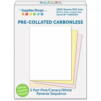 3-Part Reverse Sequence Pink / Canary / White Pre-Collated Carbonless Paper • $196.73