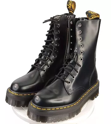 Dr. Martens Jadon Hi Bex Platform Leather Black Smooth Boots Womens Us 9 Mens 8 • $169.99