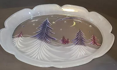 Mikasa Studio Nova Crystal Christmas Tree Platter/Tray 15  Frosted Starry Night. • $18